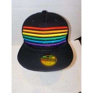 NEW Rainbow Colors Baseball Cap LGBTQ  Black "New Glory" Fitted Xin Chang OSFA